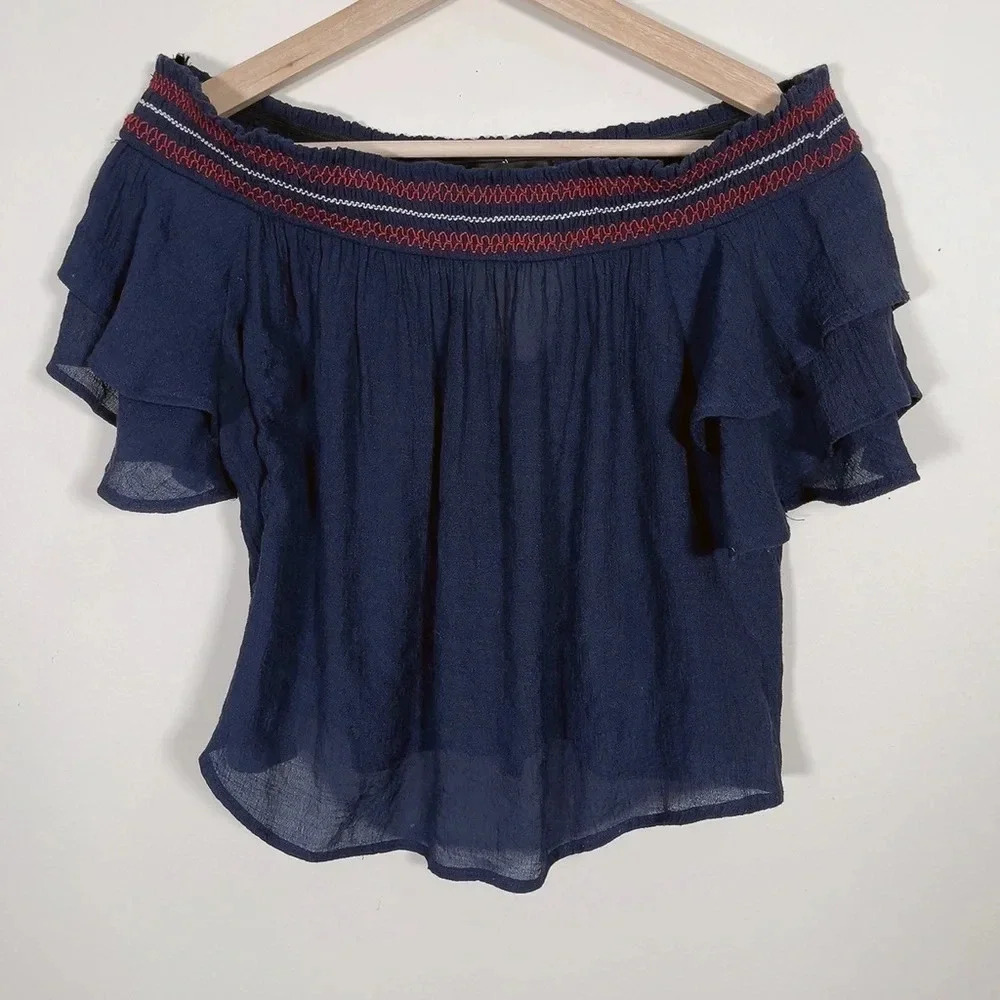 Lulu's Cold Shoulder Navy Top